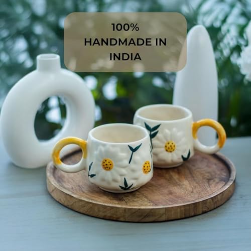 Image of Handcrafted Sunflower Ceramic Coffee Mug 300ml | Floral Printed Tea Cup | Microwave & Dishwasher Safe | Premium Artistic Mug for Home, Office & Gifting