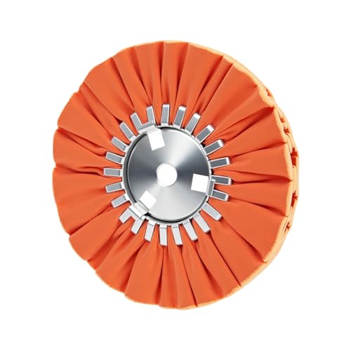 Image of 8 inch Airway Buffing Wheel, Orange, 5 /8 inch Arbor Hole, 16-Ply Medium Polish Wheel for Aluminum & Metal Polishing-1pc