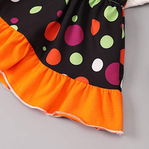 Halloween Pumpkin Clothes Baby Girl Dress Funny Toddler Long Sleeve Skirt Outfits Set (White, 6-9 Months)