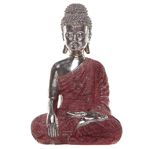 Statuetta di Buddha thailandese Meditazione Metallica 1 in Dotazione Resina Multi Height 21cm Width 14cm Depth 0,10 mt.