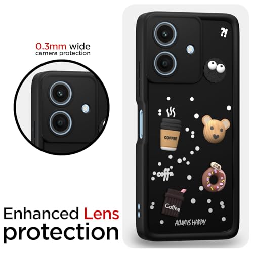 Image of Bintage Cute Fun Taddy| 3D Ball Bear| Donut| Coffee Rubber Case Camera Protection Back Cover Compatible for Realme Narzo N61 4G - Black