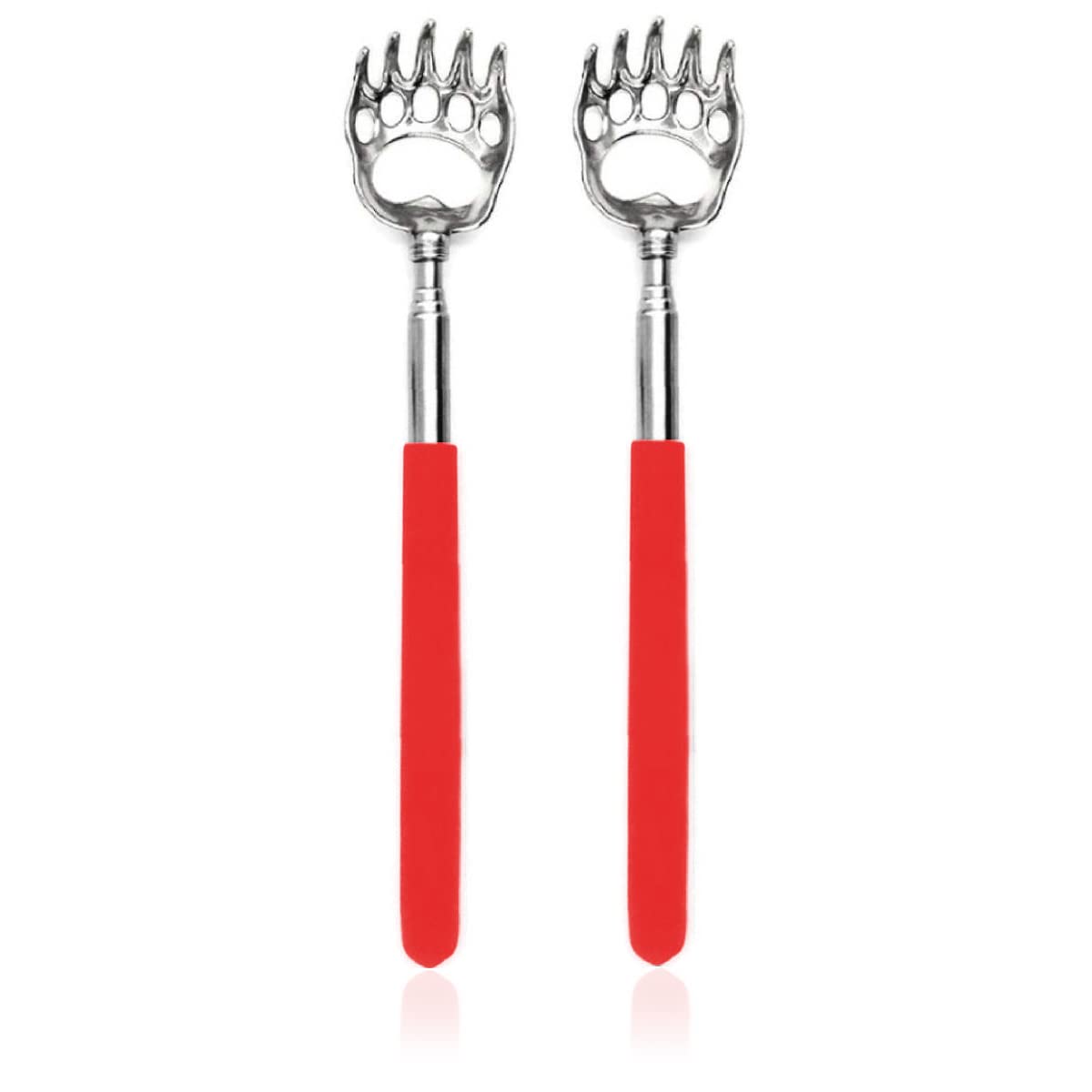 SQULIGT 2 rascadores de espalda, rascador de espalda de garra de oso, mango telescópico retráctil de metal extensible (rojo)