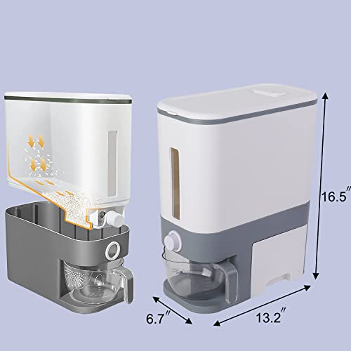 Sooyee 26.5 Lbs Rice Dispenser With Measuring Cup,Upgraded Rice Container With One Drawer Food Storage Containers For Rice, Corn,Soybean & Oatmeal,Airtight, Moisture Proof #TOP5