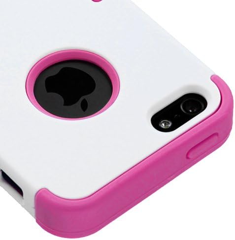 MYBAT IPHONE5HPCTUFFSO024NP Premium TUFF Case for iPhone 5 - 1 Pack - Retail Packaging - Ivory White/Hot Pink