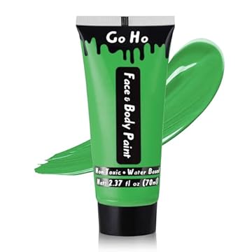 Go Ho Amazon Green Cream Face Body Paint(2.37oz,70ml),Water Based Face Painting for SFX Cosplay Costumes Festivals Halloween,Green Accessories