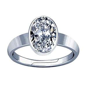 Divya Shakti 12.25-12.50 Carat American Diamond Oval Zircon Gemstone Silver Adjustable Plain Design Ring for Men & Women