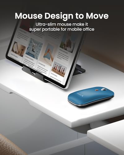 Image of ProtoArc XKM01 Full-Size Foldable Keyboard Mouse Combo for Travel - Blue | 105-key keyboard, slim mouse, hard case and phone stand; 3-device Bluetooth & 2.4G switching, for travel office use