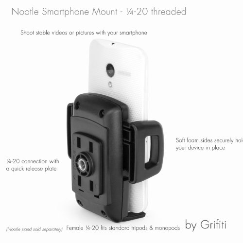 Grifiti Nootle Universal Phone Mount and Flipstick Reversible Monopod x Handheld Monopod Adjustable for iPhone, Smartphone, Galaxy, Andriod, HTC One, Nokia, Photos, Videos, Movies, Selfies
