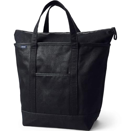 Image of Lands' End Zip Top Long Handle Canvas Tote Bag