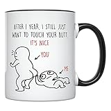 YouNique Designs 1 Year Anniversary Mug for Boyfriend and Girlfriend, 11 Ounces, One Year Wedding Anniversary Coffee Mug for Husband and Wife, First Dating Anniversary Cup (Black Handle)