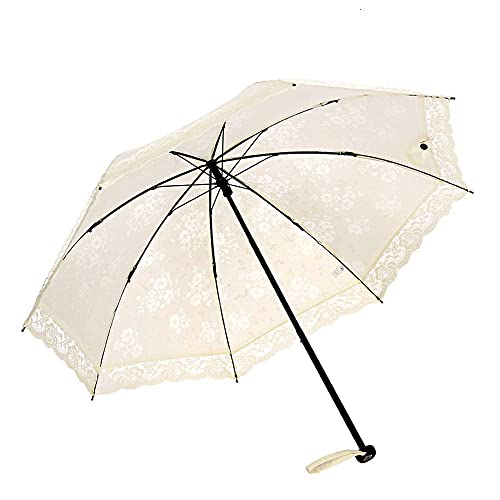 Lilyxin Vintage Lace Parasol, Women's Outdoor Uv Sun Parasol Flower Embroidery Folding Umbrella, Lace Pattern For Small Umbrella Series Full Of Feminine (White) #TOP30