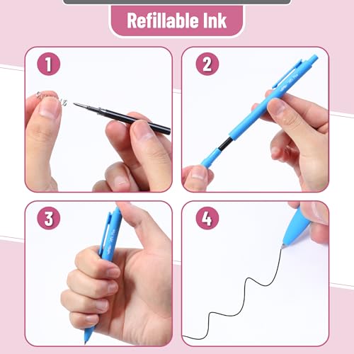 Image of Mr. Pen- Retractable Gel Pens, 12 Pack, Black Ink, Sky Blue Barrel | Fine Point 0.5mm, Fast Dry, Smooth Writing, Cute Pens for Drawing, Writing Planner and School Supplies