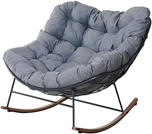 Grand patio Indoor & Outdoor, Royal Rocking Chair, Padded Cushion Rocker Recliner Chair Outdoor for Front Porch, Garden, Patio, Backyard, Grey