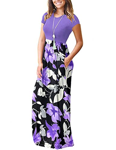 Image of AUSELILY Women's Classic Short Sleeve Loose Plain Casual Long Maxi Dresses for Women 2026