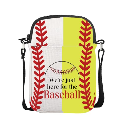 CMNIM Baseball Gifts We’re Just Here for The Baseball Crossbody Purse Bag Baseball Ball Character Shoulder Bag with Strap