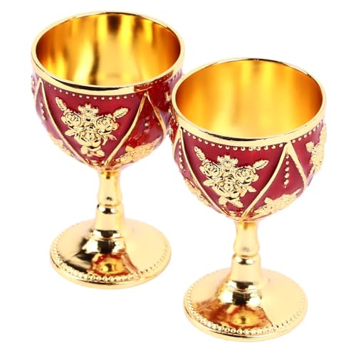 Lot De 2 Gobelets Vintage, Gobelet à Vin Médiéval, Calice à Vin En Métal Cuivre, Verres à Shot En Relief, Mini Tasses De Communion, Gobelet à Vin, Tasse...