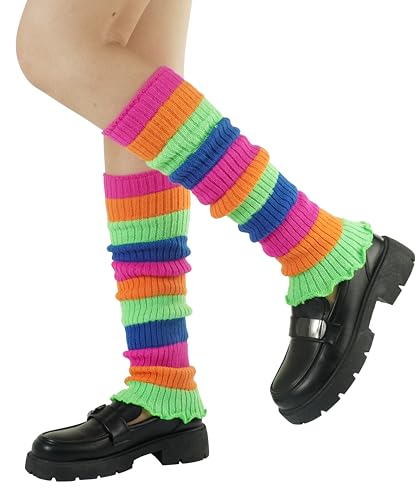Image of BomKinta Leg Warmers for Women - Soft Fashion Knit Calf Accessories Gifts - Cute 80s Ruffle Leg Sleeves for Party Yoga
