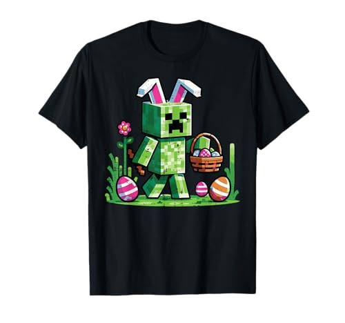 Easter Pixel Gaming Bunny Egg Hunting Boys Kids Youth Men T-Shirt
