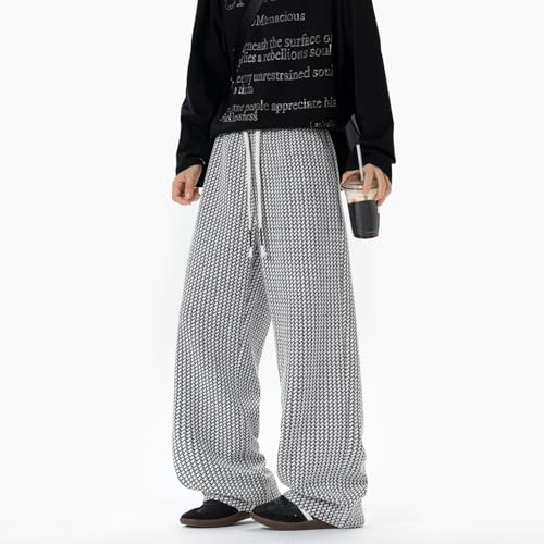 Seidarise Men's Textured Wide - Leg Pants, Adjustable Drawstring Waist, Casual Loose Fit Trousers2