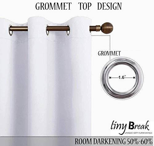 Tiny Break White Cotton Curtains, Eco Friendly, Cotton Canvas, Grommet Top, Moderate Room Darkening Curtains, White Curtains, 100% Cotton Curtains, Window Drapes, 55 X 63 Inch, Set Of 2 Panel #TOP1