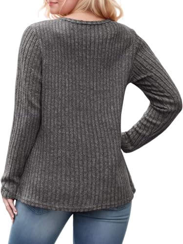 Image of DOLNINE Womens-Plus-Size-Tops Casual Long Sleeve Shirts Trendy Button Side Split Fall Cute Tunic Sweatshirts XL-5XL
