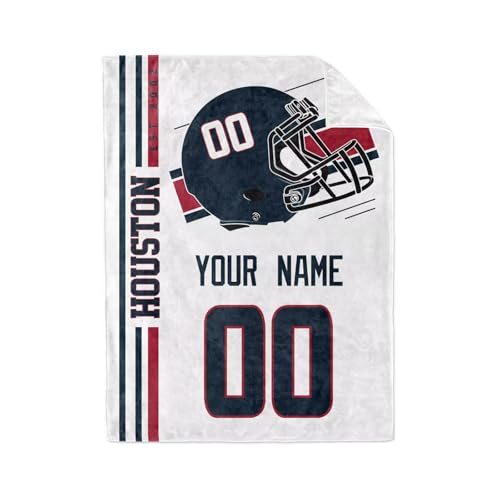 Image of Houston Throw Blanket Custom Name and Number Personalized Gifts for Men and Women
