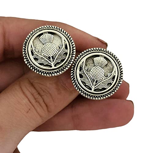 Scottish Thistle Cufflinks and Lapel Tie Pin Gift for Men Handmade