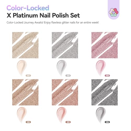 Image of SAVILAND Color Artistry Glitter Nail Polish Set: 6pcs Holographic Diamond Sparkle Shades Fingernail Polish Non-Gel, Quick-Dry & 7 Days Nail Lacquer Kit for Women Manicures Toe Nail Art DIY Salon Home