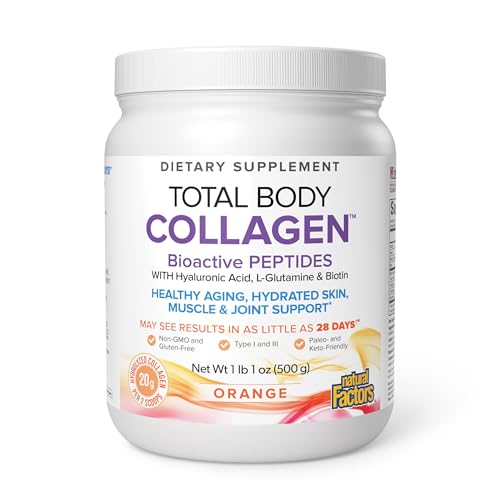 Natural Factors Total Body Collagen Bioactive Peptides Powder for Healthy Skin Hair & Joints Orange