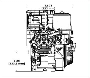 Briggs & Stratton 19N137-0053-F1 XR Series Engine dimensional drawing, side view with key dimensions