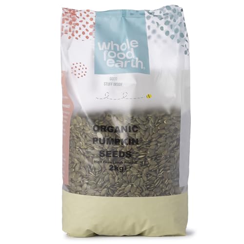 Wholefood Earth Organic Pumpkin Seeds 2kg Raw | GMO Free | Vegan | High Fibre | High Protein | Certified Organic