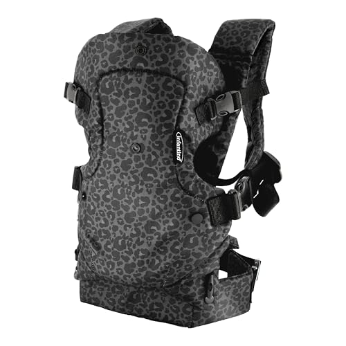 Image of Infantino Flip Advanced 4-in-1 Carrier - Ergonomic, Convertible, face-in and face-Out Front and Back Carry for Newborns and Older Babies 8-32 lbs, Black & Gray Leopard