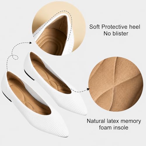 Image of TINGRISE Women's Flats Shoes Pointed Toe Knit Ballet Comfortable Dressy Slip On Flat