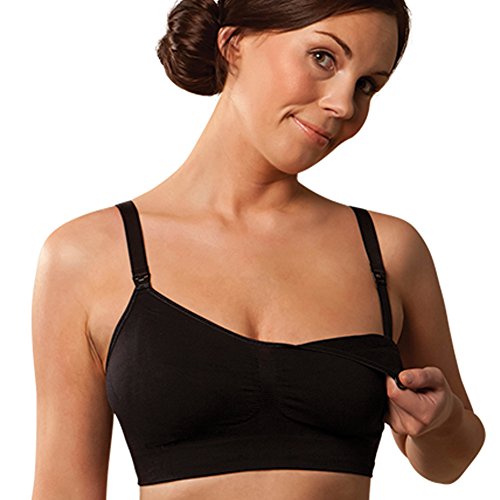 Carriwell Sujetador Inconsútil De Enfermería, Sujetador De Maternidad Flexibles, Banda Ancha Elástica Para Una Mejor Sujeción, No De Hierro, Con Extensión Sujetador Mujeres[Negro][Grande] Cover