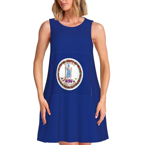 Robe d'été avec imprimé drapeau de la Virginie coupe décontractée femme