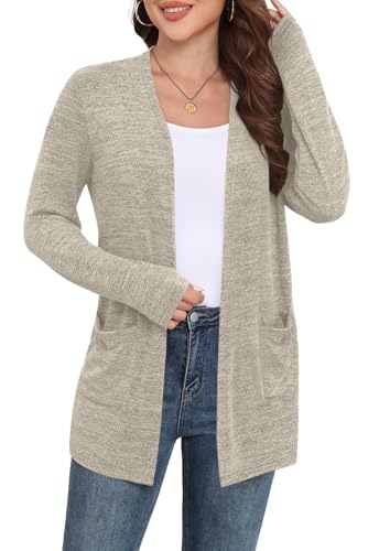 Image of Yincro Womens Lightweight Cardigan Long Sleeve Open Front Casual Sweater Cardigans with Pockets