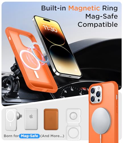 Image of Magnetic Compatible with iPhone 14 Pro Max Case, [Built-in Invisible Kickstand][Compatible with MagSafe] [Military Grade Shockproof] Slim Translucent Matte Phone Case for iPhone 14 Pro Max 6.7 inch