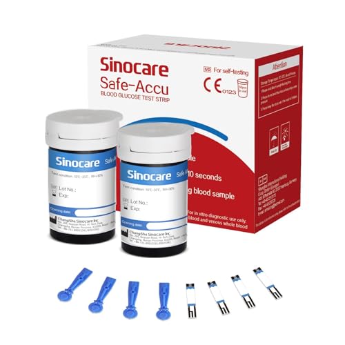 sinocare Tiras, 50 x Tiras Solo para Safe Accu Glucosa en Sangre, Tiras de Prueba Diabetes Strips (Solo para Safe-Accu)