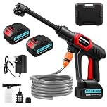 wowspeed Cordless Pressure Washer 1500W with 2 * 3Ah Batteries, 21V Handheld Pressure Washer Kit, High Pressure Washers with 2 Nozzles, 16.5ft Hose, Cordless Power Jet Wash for Car Gardening