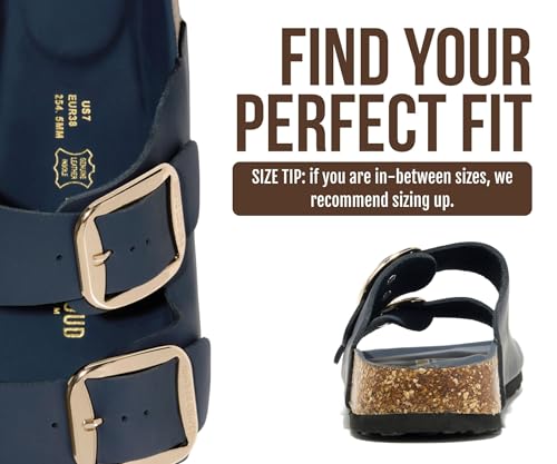 Image of Project Cloud 100% Genuine Leather Footbed Sandals for Women 2026 Comfortable Beach Essentials Womens Sandals Memory Foam Vacation Essentials Slides for Women Footwear (Santorini)