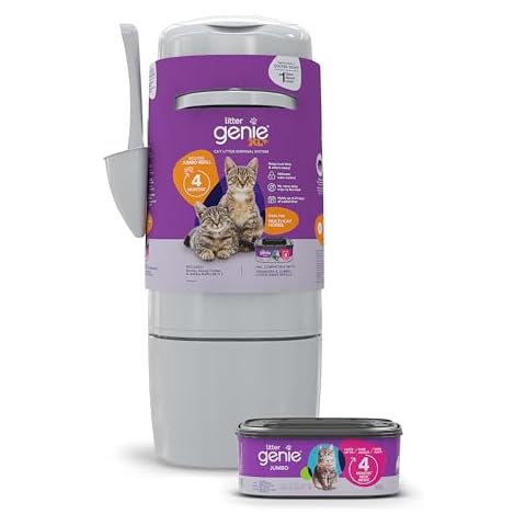 Litter Genie XL+ Pail | Cat Litter Waste Disposal System for Odor Control | Includes 1 Jumbo Refill Bag Cover