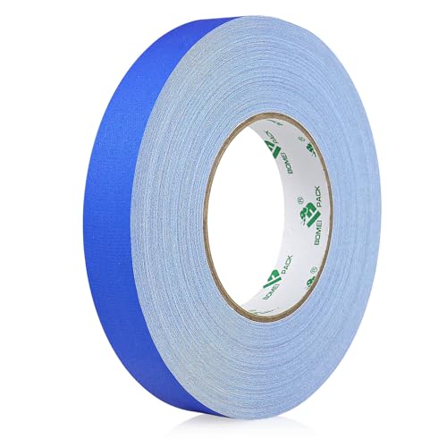 BOMEI PACK 1 Pack Blue Gaffer Tape, Matte Non-Reflective, 1inch x 60yds No Residue Hand Tear...