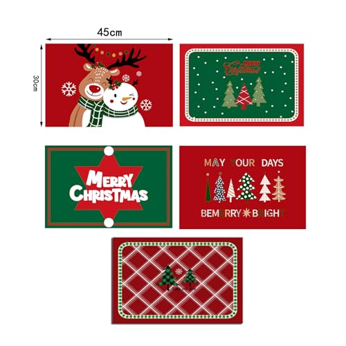 Soulnioi Christmas Placemats Set of 6, PVC Christmas Table Mats Heat Resistant Waterproof Place Mats for Dining Table Decor - Image 2