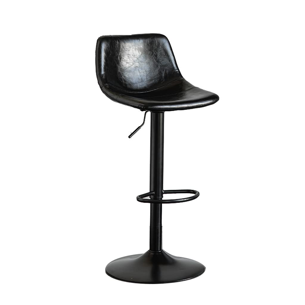 Nff Bar Stool, Rotatable And Liftable Modern Bar Chair, Leather Upholstered Seat, Kitchen High Stool With Footrest And Backrest, Bearing 150kg (Color : F)