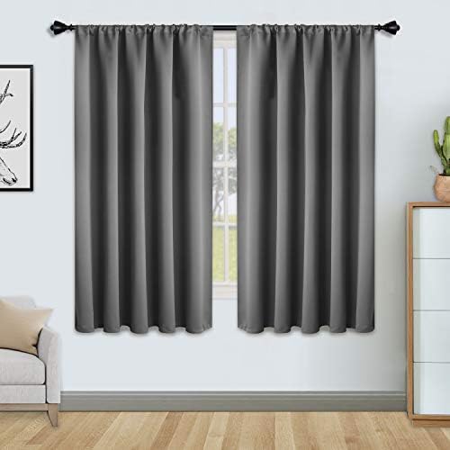 FLOWEROOM Blackout Curtains for Bedroom - Thermal Insulated Rod Pocket Window Curtains, Darkening Curtain for Living Room, Beige, 2 Panels, W46 x L54 inch (117cmx137cm)