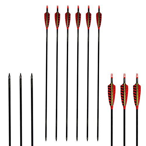 MS JUMPPER 6 Pack Carbon Arrows 600 Spine with 4 Inch Shield Turkey
