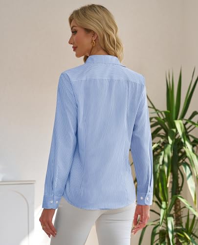 siliteelon Striped Button Down Shirts for Women Dress Shirts Long Sleeve Collared Casual Office Work Blouses Tops4