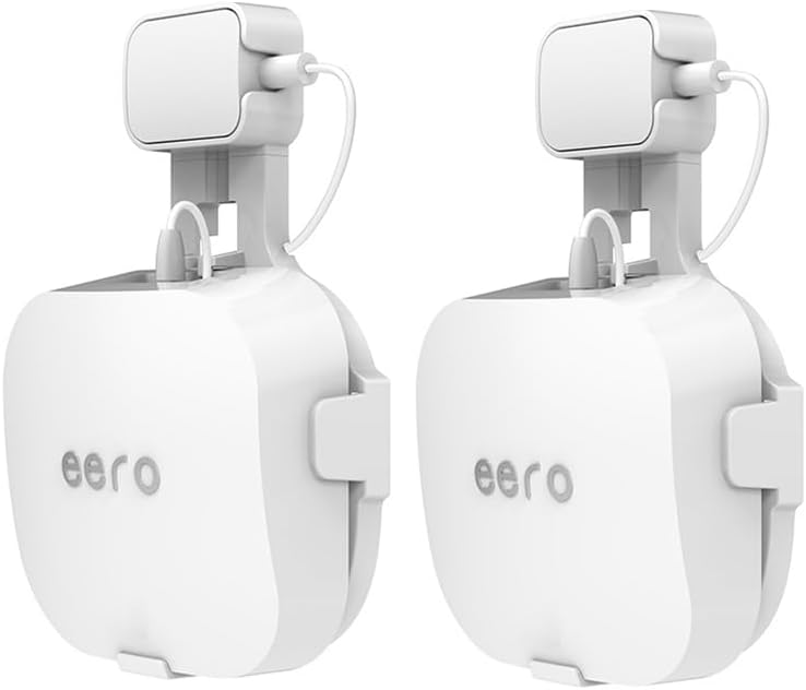 Wall Mount Holder for Eero Pro 6/6E Home WiFi System Eero Pro 6/6E Wall Mount Bracket, Home WiFi System Plastic Stand, Wi-Fi Router Cover, Compatible with Wi-Fi 6 Systems (White, 1 Piece)