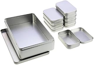 LJY Rectangular Metal Empty Tins Containers Basic Necessities Home Storage Organizer Set, Mixed Sizes, Including 1pc Large + 8pcs Small Boxes