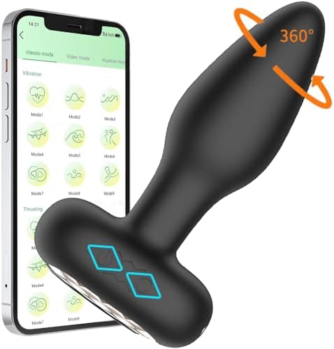 App Controlled Anal Butt Plug Vibrator 360° Rotating Vibrating An...